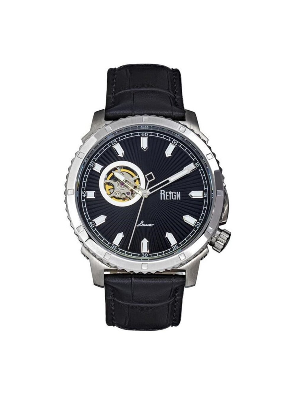 NWT Reign Bauer Automatic Black Dial Men's Watch